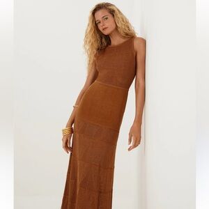 Vix Paula Hermanny silvie knit maxi Long Dress eclair size L large NEW NWT